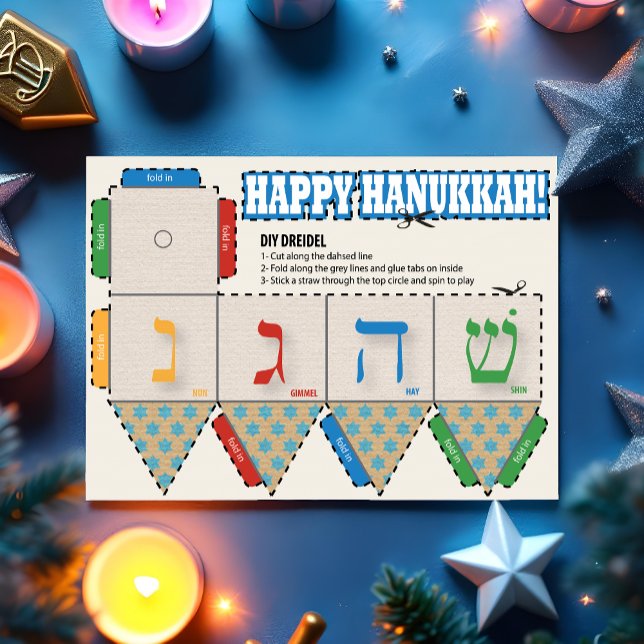 Carte de voeux do-it-yourself Dreidel Happy Hanouk (This crafty card is sure to provide so much fun with the kids. )