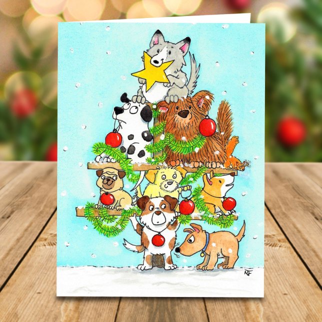 Carte de voeux Dog Christmas Tree de Nicole Janes (Créateur téléchargé)