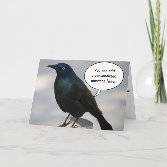 Carte de voeux d'oiseau de Grackle (Devant)