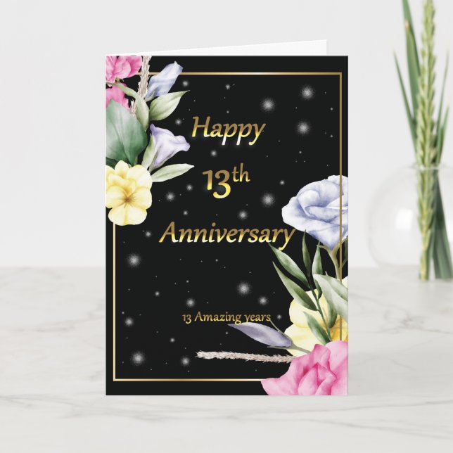 Carte de voeux d'or du 13e anniversaire du mariage (Devant)