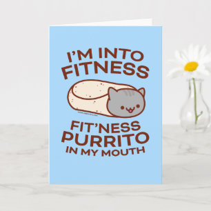 Carte de vœux drôle de chat : FITNESS PURRITO