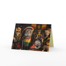 Carte de vœux drôle de chat reggae