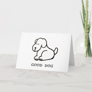 Carte de vœux drôle de chien assis de dessin animé