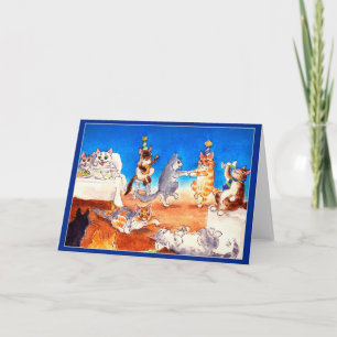 Carte de voeux drôle de fête de Noël de chat