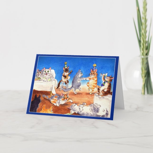 Carte de voeux drôle de fête de Noël de chat (Devant)