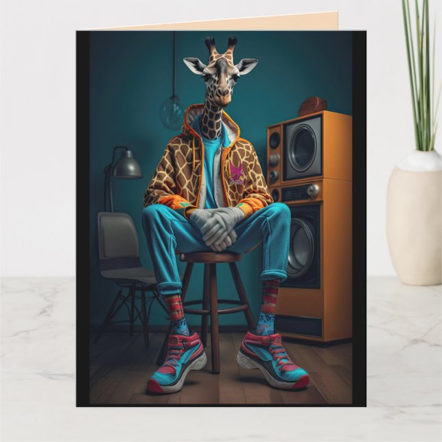 CARTE DE VOEUX DRÔLE DE GIRAFE POUR FRÈRE (Devant)