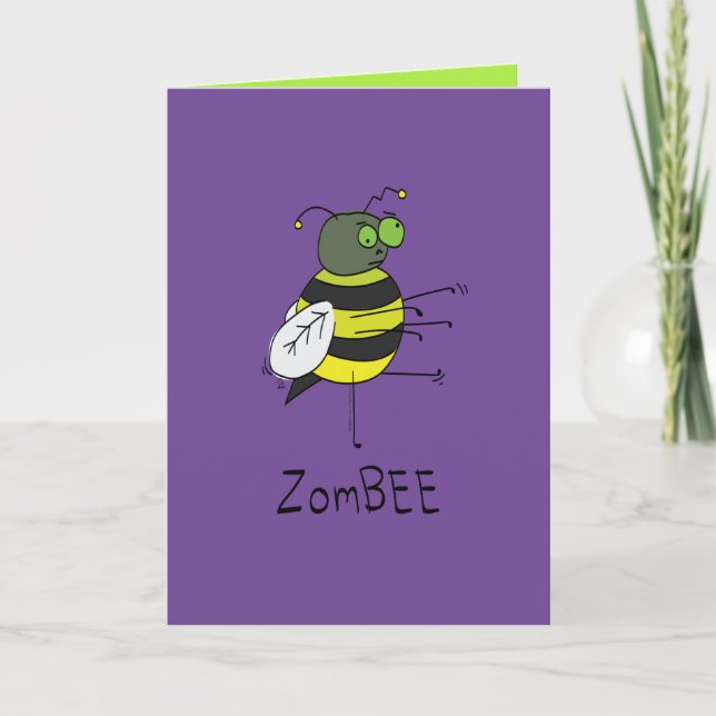 Carte de vœux drôle d'Halloween ZomBEE abeille zom (Devant)