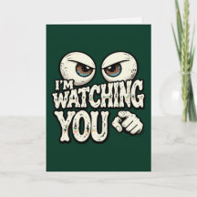 Carte de vœux drôle "JE VOUS REGARDE" aux yeux rét