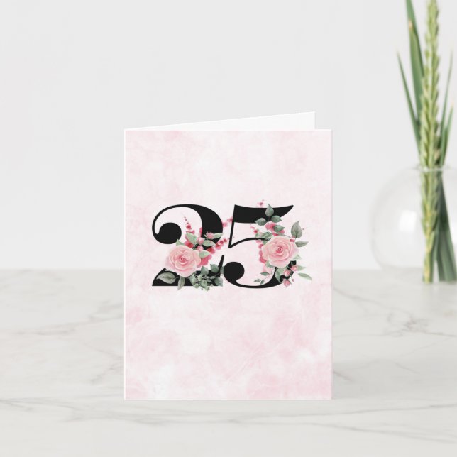 Carte de voeux du 25e anniversaire - Floral Couple (Devant)