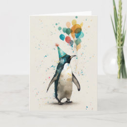 Carte de voeux du Casquette de fête Penguin