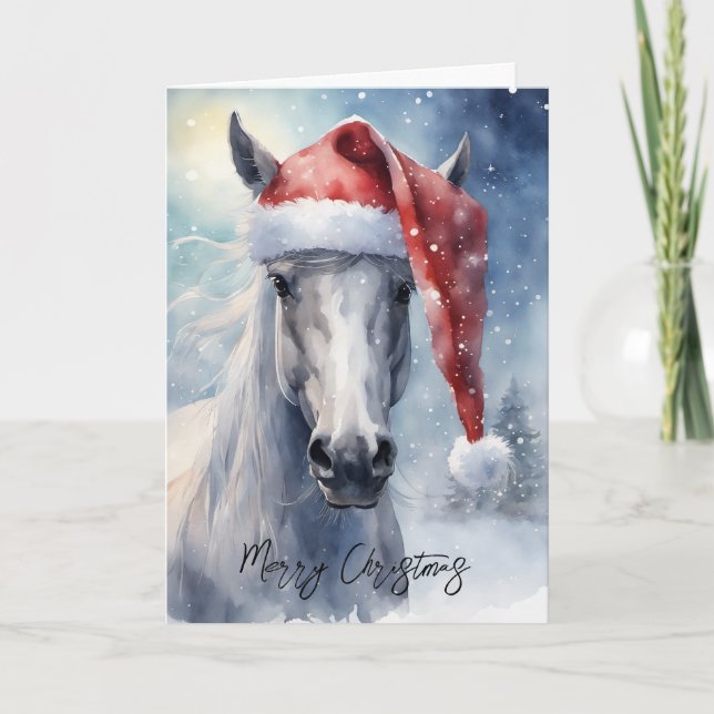 Carte de vœux du cheval blanc du Père Noël (Devant)
