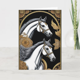 Carte de vœux du cheval pour le Nouvel An chinois