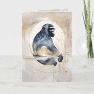 Carte de vœux du chimpanzé gardien tissé de rêves