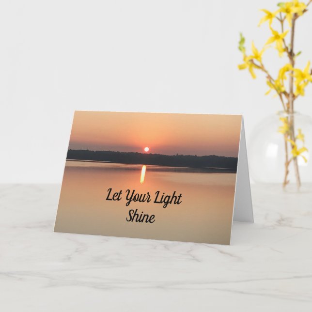 Carte de vœux du coucher de soleil «Laissez brille (Fleur jaune)