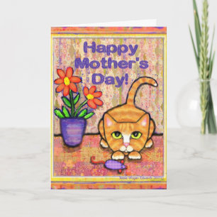 Carte de voeux du jour de mère de chat tigré de