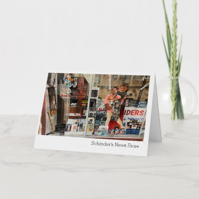 Carte de voeux du magasin d'actualités Schinders (Recto)