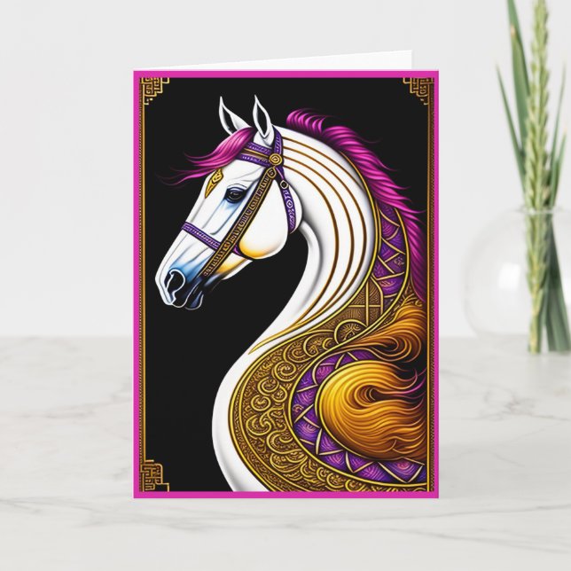 Carte de vœux du Nouvel An chinois Cheval (Devant)