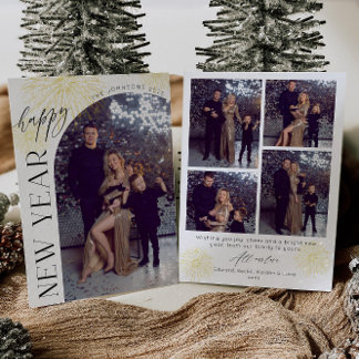 Carte de vœux du Nouvel An Feux d'artifice Photo A