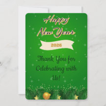Carte de vœux du Nouvel An Green Gold Merci
