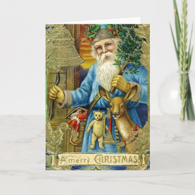 Carte de voeux du Père Noël Vieux Monde (Devant)