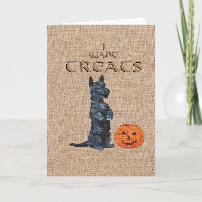 Carte de voeux écossaise Terrier Halloween (Devant)
