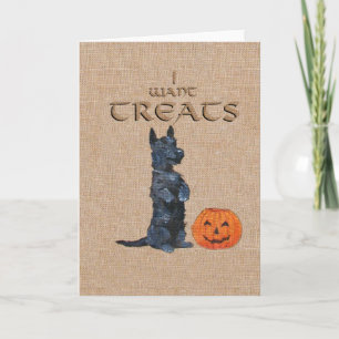 Carte de voeux écossaise Terrier Halloween