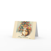 Carte de vœux écureuil de Noël - Intérieur vierge