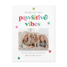 Carte de vœux éditable Pawsitive Vibes couleur pou