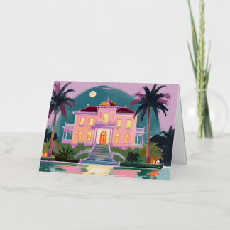 Carte de voeux éffrayant Tropical Halloween Mansio