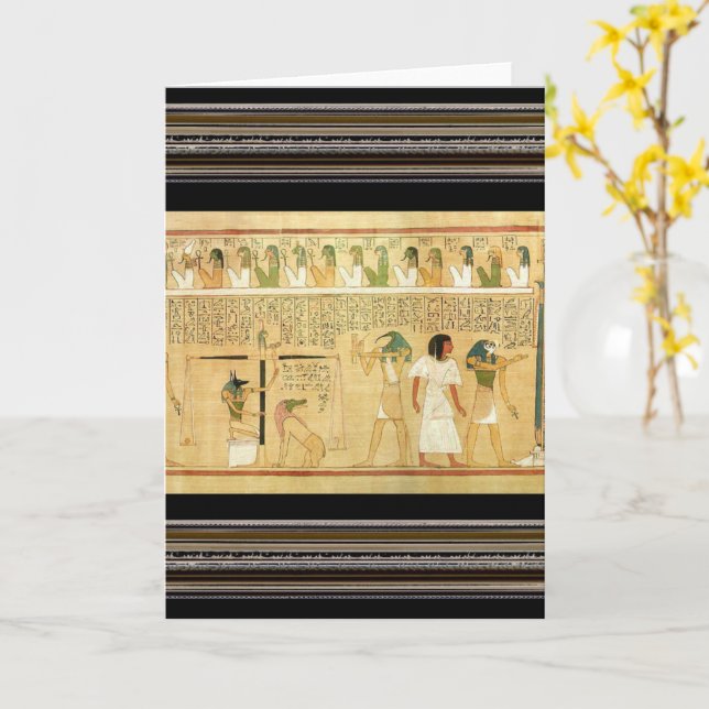 Carte de vœux Égypte-Hiérglyphes (Fleur jaune)