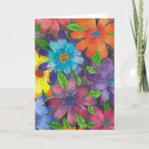 Carte de vœux élégante à motif floral violet aquar