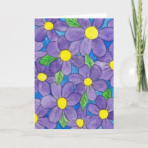 Carte de vœux élégante à motif floral violet aquar