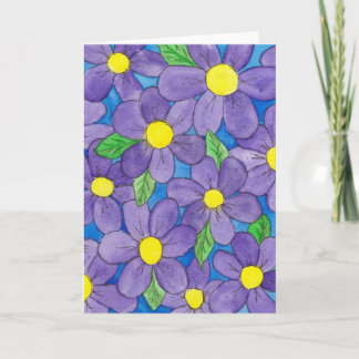 Carte de vœux élégante à motif floral violet aquar