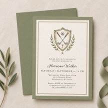 Carte de voeux élégante avec monogramme vert pour