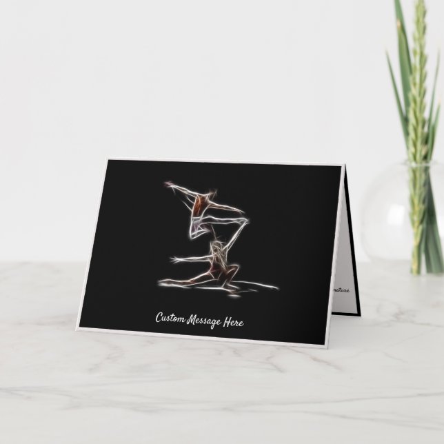 Carte de vœux élégante de danseurs de ballet abstr (Devant)