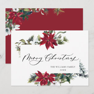 Carte de vœux élégante de Noël au poinsettia et au