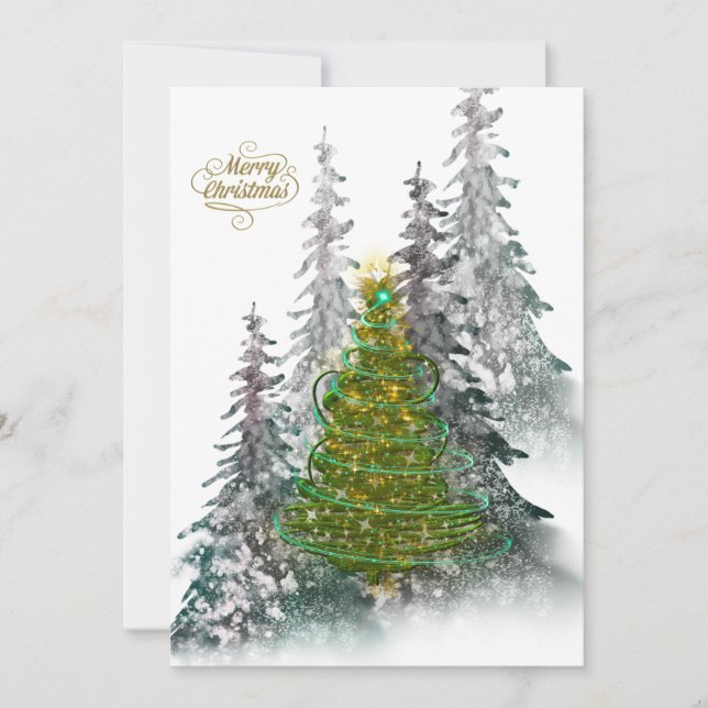 Carte de vœux élégante de Noël avec arbre dans une (Devant)