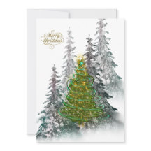 Carte de vœux élégante de Noël avec sapin enneigé