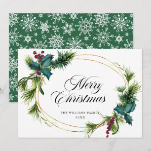Carte de vœux élégante de Noël avec sapin et baie 