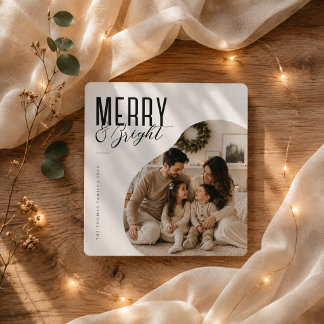 Carte de vœux élégante de Noël photo Joyeux & Lumi