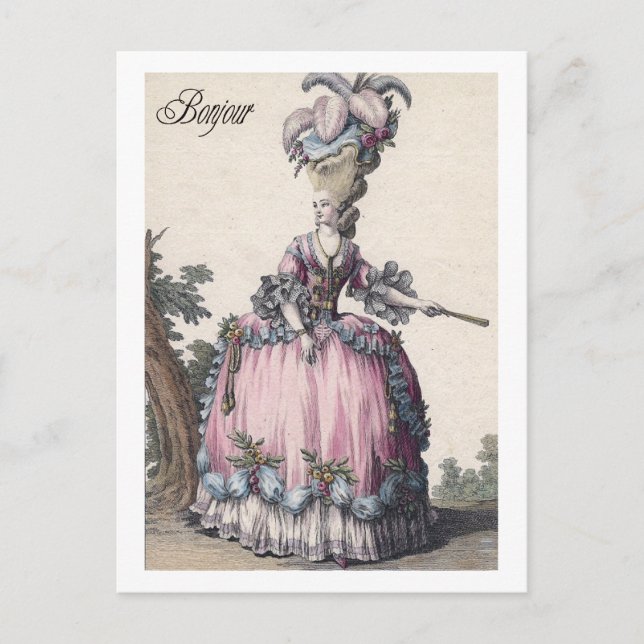 Carte de vœux élégante mode Marie Antoinette (Devant)