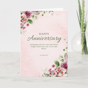 Carte de vœux élégante pliée en or rose pour anniv