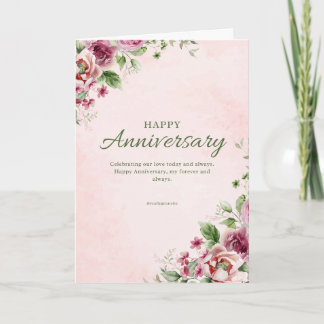 Carte de vœux élégante pliée en or rose pour anniv