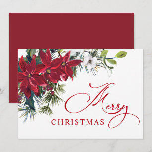 Carte de vœux élégante Poinsettia Noël Gui