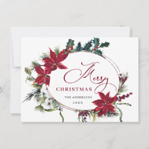 Carte de vœux élégante Poinsettia Noël Gui