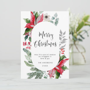Carte de vœux élégante Poinsettia Noël Gui