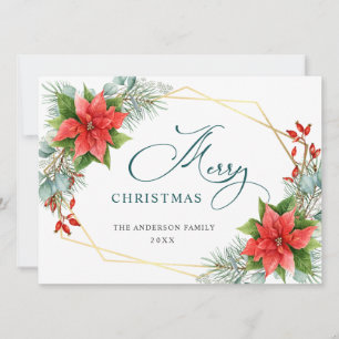 Carte de vœux élégante Poinsettia Noël Gui