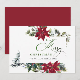 Carte de vœux élégante Poinsettia Noël Gui