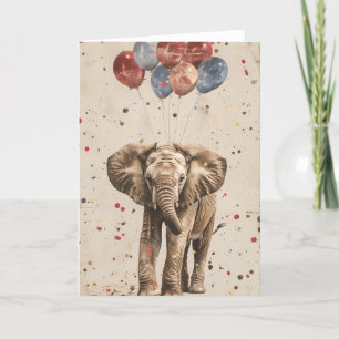 Carte de voeux Elephant Birthday Balloon