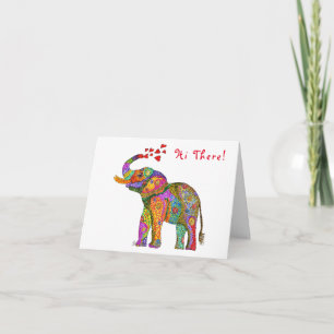 Carte de vœux éléphant mignonne et colorée